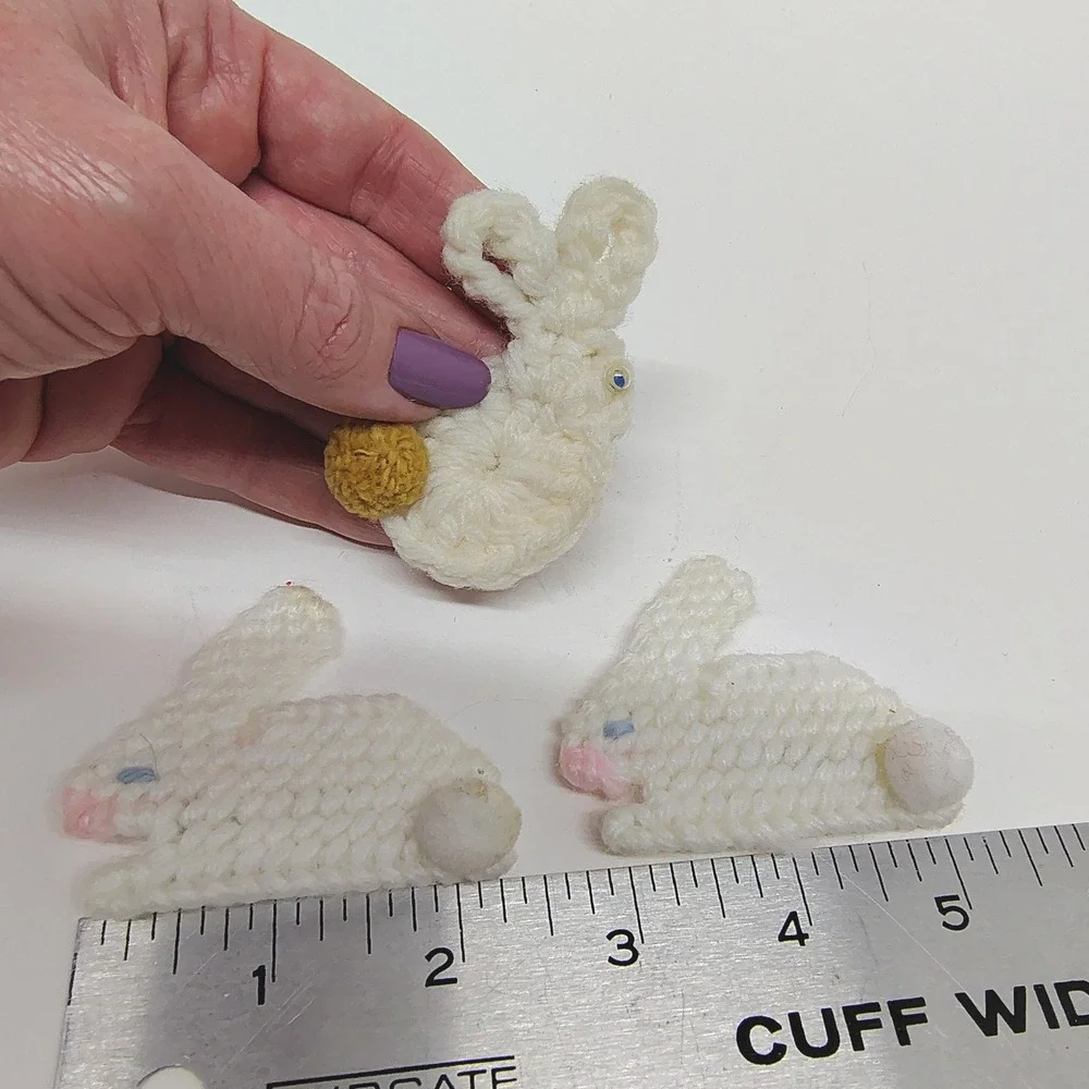 Handmade Bunny‎ Rabbit Pin Brooch Set Easter Spring Holiday Craft Kitschy Retro